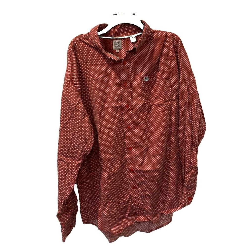 Men's Cinch Western Shirt Long Sleeve Red Diamond Print Size XL